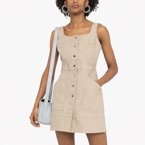 Ambush Dresses & Skirts - NWT AMBUSH women's Button Front Linen Sleeveless Mini Dress Beige Size Small